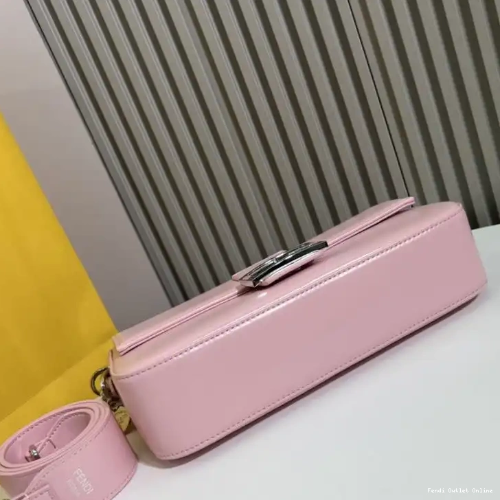 Cheap Leather Medium Fendi Pink Baguette Bag In Tiffany Smooth 0523